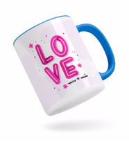 BK Gift Kişiye Özel Love Tasarımlı Mavi Kupa Bardak-5