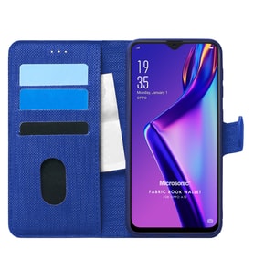 Microsonic Oppo A12 Kılıf Fabric Book Wallet Lacivert