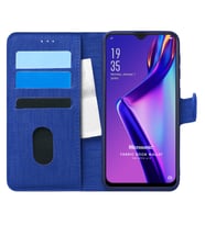 Microsonic Oppo A12 Kılıf Fabric Book Wallet Lacivert