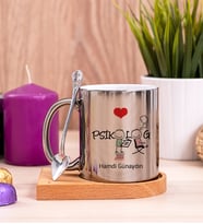 Psikolog Ahşap Altlıklı Silver Kupa Bardak