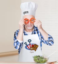 BK Gift Kişiye Özel Big Chef Erkek Mutfak Önlüğü ve Aşçı Şapkası Seti-1 (Beyaz)