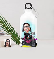 BK Gift Kişiye Özel Bayan Motorcu Karikatürlü Metal Suluk 500 Ml