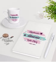 BK Gift Kişiye Özel Öğretmenler Gününüz Kutlu Olsun Beyaz Defter Kalem Türk Kahvesi Fincanı Seti-4 (Model 1)