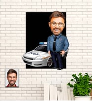 Kişiye Özel Polis Temalı Karikatür Ahşap Tablo