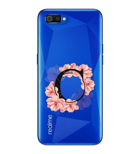 Pembe Çiçekli Harf Tasarım Süper Şeffaf Silikon Telefon Kılıfı Oppo Realmi C2 C-