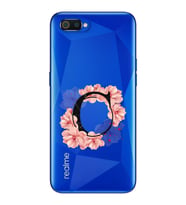 Pembe Çiçekli Harf Tasarım Süper Şeffaf Silikon Telefon Kılıfı Oppo Realmi C2 C-