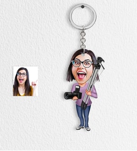 BK Gift Kişiye Özel Bayan Profesyonel Fotoğrafçı Karikatür Anahtarlık  1