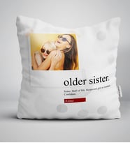 BK Gift Kişiye Özel Fotoğraflı Older Sister Yastık (Beyaz)