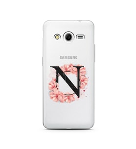 Pembe Çiçekli Harf Tasarım Süper Şeffaf Silikon Telefon Kılıfı Samsung Core 2 N-