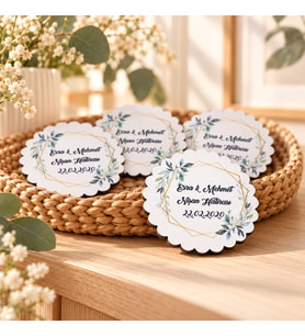 Kişiye Özel Yuvarlak Ahşap Magnet Nikah, Nişan Hatırası - 50 Adet