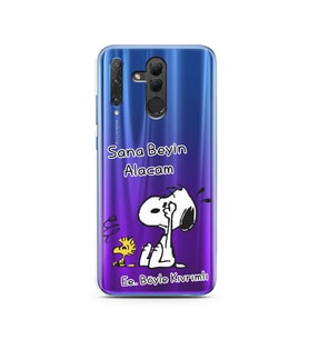 Snoopy Tasarımlı Süper Şeffaf Silikon Telefon Kılıfı Huawei Honor 20 Lite 