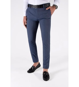 Erkek Keten Pantolon Likralı 8K-2200133-008-1 Lacivert