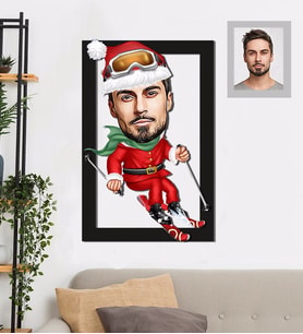 Kişiye Özel Yılbaşı Erkek Karikatürlü 3D Ahşap Tablo 30x47 Model-12
