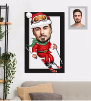 Kişiye Özel Yılbaşı Erkek Karikatürlü 3D Ahşap Tablo 30x47 Model-12