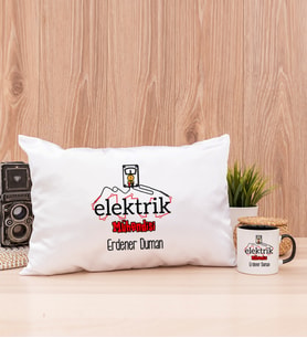 Elektrik Mühendisi Dikdörtgen Yastık ve Siyah Kupa Bardak