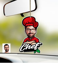 BK Gift Kişiye Özel Bay Chef Karikatürlü Ahşap Araba Dikiz Ayna Süsü-10 (Çok Renkli)