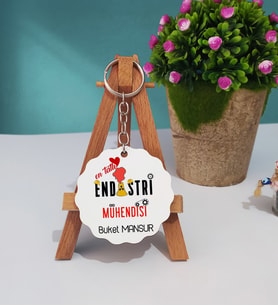 Mesajlı Endüstri Mühendisi Tasarımlı Kişiye Özel Endüstri Mühendisi Ahşap Anahtarlık