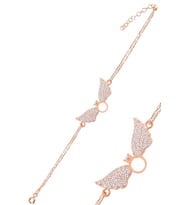 Zirkon Taşlı Rose Tektaşlı Melek Kanadı Gümüş Kadın Bileklik GBLTKTSKND1-ROS 6018604265286