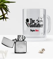 BK Gift Kişiye Özel The Godfather Cam Kupa Bardak Benzinli Çakmak Seti (Model 1)