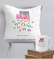 BK Gift Kişiye Özel Rehber Öğretmen Temalı Yastık Kupa Seti - 1