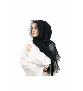 Siyah İğne Oyalı Şal