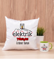 Elektrik Teknisyeni Kare Yastık ve Yeşil Kupa Bardak