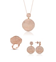 Gümüş Zirkon Taşlı Okyanus Model Tasarım Günlük Abiye Tasarım Set (Rose)