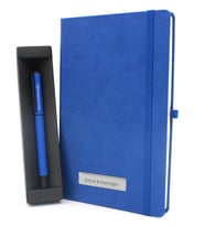 Kişiye Özel Mavi Defter & Mat Roller Kalem Hediye Seti (Mavi)