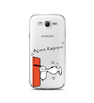 Snoopy Tasarımlı Süper Şeffaf Silikon Telefon Kılıfı Samsung Grand Neo