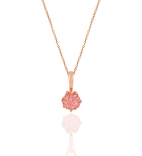 Söğütlü Silver Gümüş Lotus çiçeği modeli pembe renkli taşlı kolye