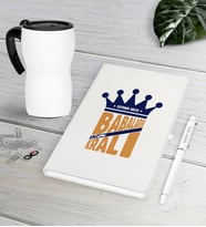 BK Gift Kişiye Özel Babaların En Kralı Beyaz Defter Kalem Termos Mug Seti (Model 1)