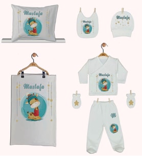 Pia Baby GL 1934-06 İsme Özel Yastık Battaniye Zıbın Set