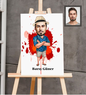 Kişiye Özel Erkek Karikatürlü  Ahşap Tablo 30x47 Model-9