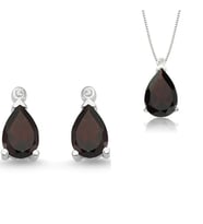 Garnet Pırlanta Kolye Küpe Set