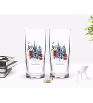 BK Gift Kişiye Özel Renkli Baskılı London Tasarımlı İkili Rakı Bardağı Seti-4 (Beyaz)