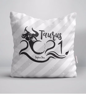 BK Gift Kişiye Özel 2024 Boğa Burcu Beyaz Yastık