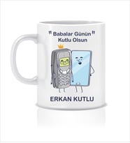 Nostalji Cep Telefonu Temalı Kişiye Özel Tasarım Babalar Günü Kişiye Özel Kupa Bardak