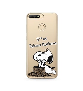 Snoopy Tasarımlı Süper Şeffaf Silikon Telefon Kılıfı Huawei Y6 Prime 2018