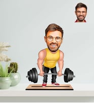 Kişiye Özel Süper Sporcu  Hediyesi Karikatür Ahşap Biblo