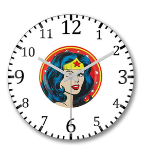 Wonder Woman Duvar Saati Bombeli Gercek Cam