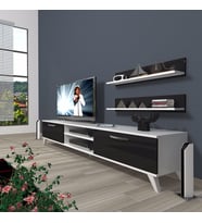 Decoraktiv Eko 4 Mdf Dvd Retro Tv Ünitesi Tv Sehpası (Beyaz-Siyah)