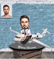 Kişiye Özel Pilot Karikatürlü Ahşap Biblo Bay-1