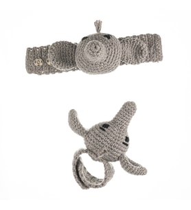 Cuddly Amigurumi Fil Çıngıraklı Bileklik -Gri