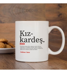 Lügatçe Kız Kardeş İsme Özel Kupa
