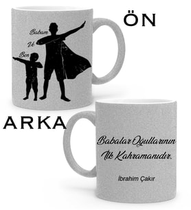 BK Gift Kişiye Özel Babalar Günü Temalı Gümüş Simli Kupa Bardak 29457