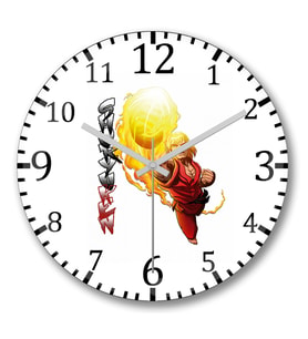 Ken Masters Street Fighter Duvar Saati Bombeli Gercek Cam