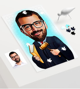 BK Gift Kişiye Özel Bay Hakim Karikatür 240 Parça A3 Puzzle  1