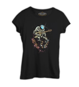 Notes in Space Siyah Kadın Tshirt