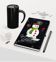 BK Gift Kişiye Özel Yılbaşı Mutlu Yıllar Temalı Siyah Defter Kalem Termos Mug Seti - 16