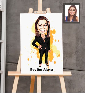 Kişiye Özel Patron Karikatürlü  Ahşap Tablo 30x47 Bayan-22